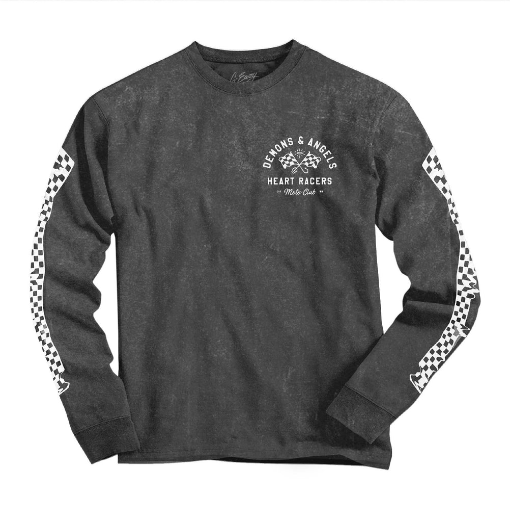 "Heart Racer" Long Sleeve TEE (vintage charcoal)