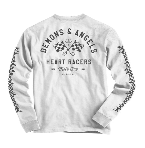 "Heart Racer" Long Sleeve TEE (vintage white)