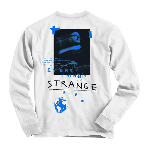"STRANGE FACES" Long Sleeve Tee (white)